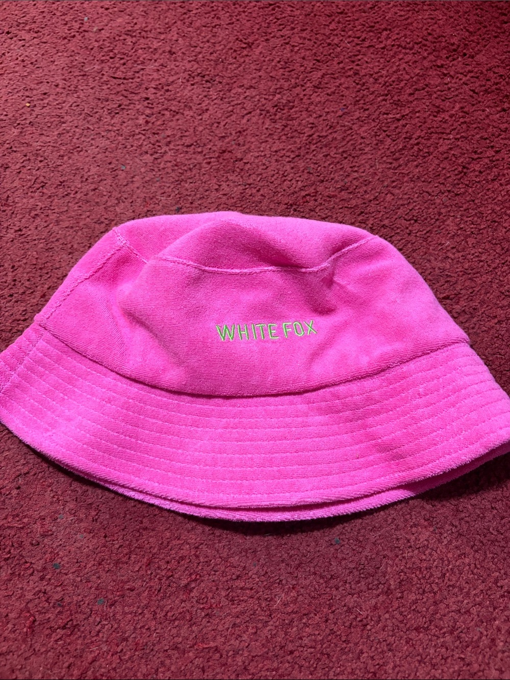 NEVEF WORN White fox terry cloth Women's Pink Bucket Hat